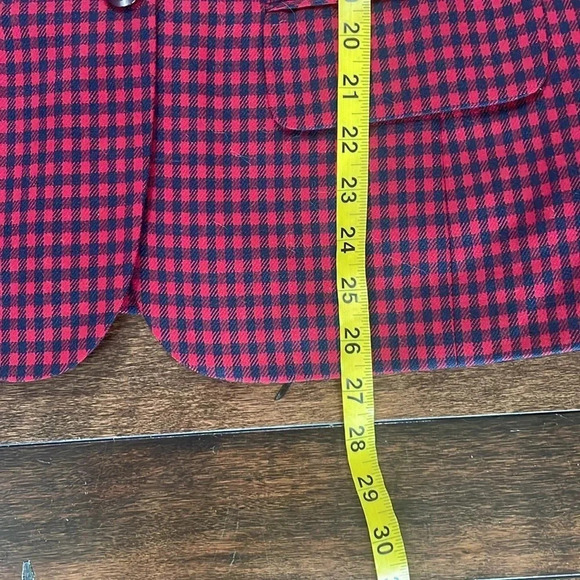 Pendleton Plaid Wool Blazer Vintage 80s 100% Wool Red & Navy Women’s size 10 - Picture 10 of 12